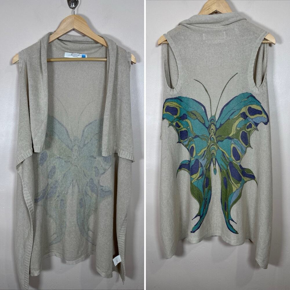 Sparrow Anthropologie Cardigan Butterfly Print Boho Festival Hippie S Knit Linen